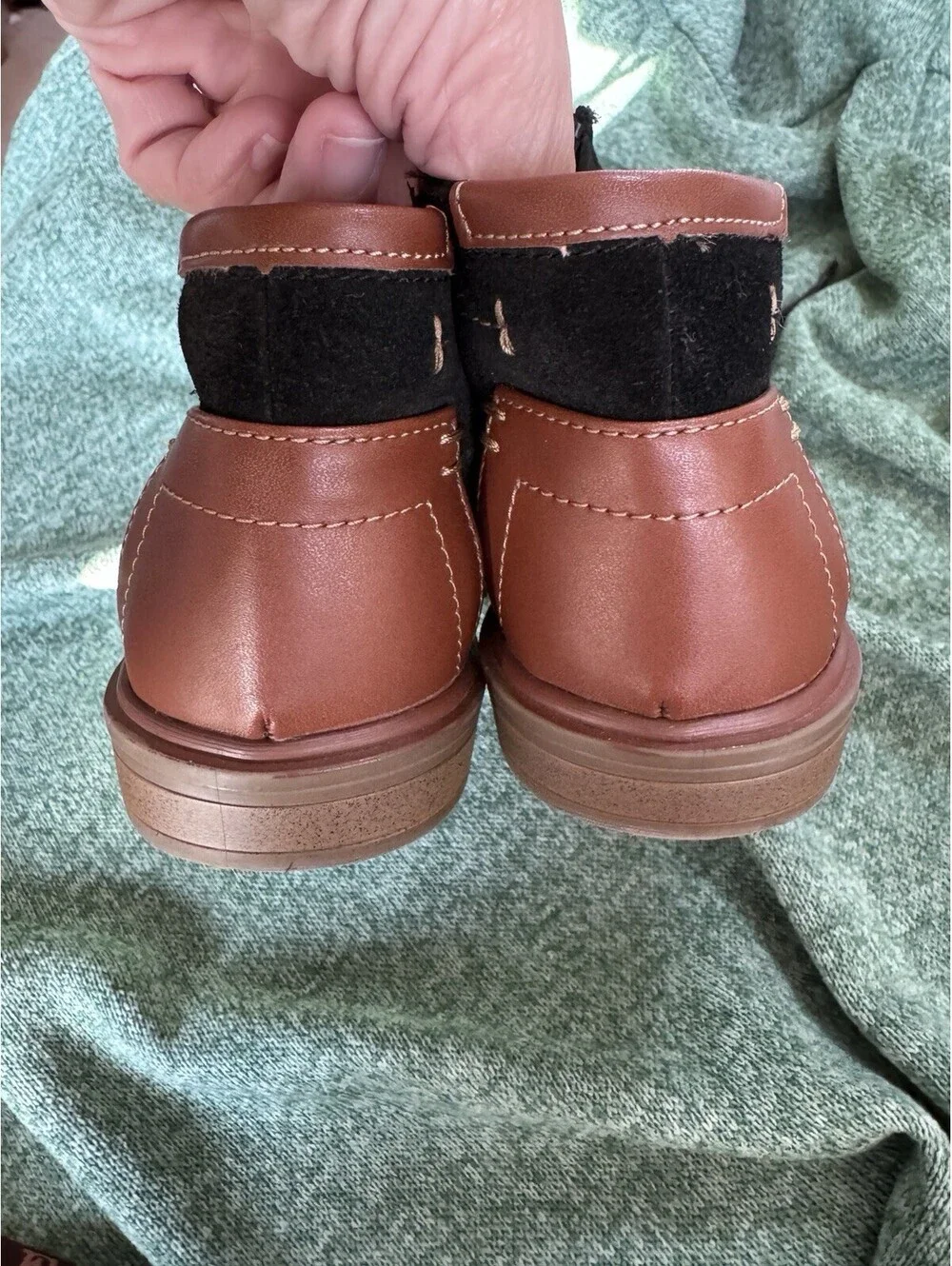 Steve Madden Kids Black Leather Chukka Ankle Boots Lace Up Side Zip US 2